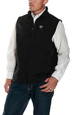 Ariat Men's Team Coffee Bean Brown Logo Softshell Vest - Cavender's Exclusive Ariat Vest Outfits For Women, Ariat Vest Woman Outfit, Men Ariat Outfits, Mens Ariat Vest Outfit, White Ariat Shirt Men, Engagement Photo Outfits Fall, Browning Logo, Southern Shirts, Mens Vest