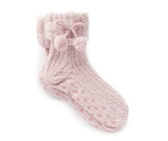 Keep your feet comfy and cozy this season in this pair of soft slipper socks. With a lovely pink color, playful pom-poms and gripper soles, you can't go wrong. They're great for wearing around the house or to bed. Comfortable Soft Pink Socks, Comfy Snug Pink Socks, Cozy Non-slip Indoor Socks, Cozy Non-slip Socks For Indoor Use, Comfy Warm Pink Socks, Soft Pink Socks For Winter, Cozy Warm Pink Socks, Super Soft Pink Socks, Super Soft Comfortable Pink Socks