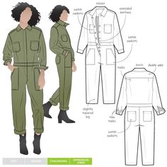 Note: Style Arc patterns best suited to intermediate to experienced sewists. (Their drafting is excellent but the instructions are sparse.) The Melrose Boiler Suit sewing pattern elevates the traditional button front boiler suit. The button opening is hidden behind a placket. The long sleeves feature a button cuff, and the shirt collar has a half moon collar stand. There are breast and leg patch pockets, as well as back patch pockets. The double back yoke and sleeves feature tucks for shaping. This is a new, uncut, printed sewing pattern with instructions on a large scale paper sheet, enclosed in a plastic sleeve. Utility Long Sleeve Overalls With Button Closure, Utility Long Sleeve Jumpsuits For Work, Utility Long Sleeve Jumpsuits And Rompers With Button Closure, Long Sleeve Utility Jumpsuit For Work, Utility Long Sleeve Jumpsuits And Rompers For Workwear, Fall Long Sleeve Overalls With Pockets, Utility Style Long Sleeve Overalls For Work, Workwear Jumpsuits And Rompers For Fall, Long Sleeve Jumpsuits And Rompers For Work In Fall