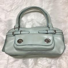 Zara Women’s Blue Faux Leather Small Handle Bag With Silver Metal Accents New Never Used Closure Zipper Width 11in Height 5.75in Handle 15in This Is Over 10yrs Ago Or So And The Leather Is Still In Tact No Peeling Due To Postage To Lessen Fee: We Will Mail This Without The Paper Tissues Inside Keeping The Shape Of Bag. When You Receive Just Put Paper In And Hang To Straighten The Handle. Never Exposed To Smoking/Alcohol/Pet See My Other Listings To See I Handle My Items With Utmost Care, Hardly Blue Shoulder Bag With Metal Hardware For Office, Blue Office Shoulder Bag With Metal Hardware, Blue Travel Satchel With Metal Hardware, Blue Satchel Shoulder Bag With Metal Hardware, Blue Faux Leather Shoulder Bag For Everyday Use, Trendy Light Blue Leather Bag, Formal Blue Shoulder Bag With Metal Hardware, Elegant Light Blue Leather Satchel, Blue Satchel With Metal Hardware For Everyday Use