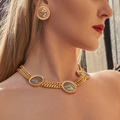 La Dolce Vita |Roman Coin | Nine Necklace | Ben Amun Jewelry Italian Jewellery Design, Gold Coin Jewelry, Brass Box, Sabyasachi Jewellery, Marble Console, Exotic Jewelry, Family Crests, Antique Jewellery Designs, Gem Jewelry