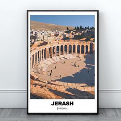 Jerash Travel Printable Poster - Jordan  Travel Poster - Cityscape Painting - Digital Print Wall Art - Travel Room Decor - Jerash Trip Print