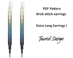 a pair of earrings with different colored lines on the front and back of each ear