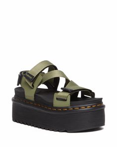 PRICES MAY VARY. Three adjustable velcro straps SoftWair memory foam footbed ensures comfort from the first step Lightweight platform sole Platform height: 2 3/8 in; Heel height: 3 in Sandals run large, recommend buying a size down if you are between sizes Dr Martens Womens, Strappy Platform Sandals, Flatform Sandals, Girls Sandals, Crazy Shoes, Doc Martens, Looks Style, Looks Vintage, Leather Coat