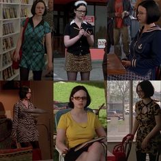 four different pictures of women in various outfits