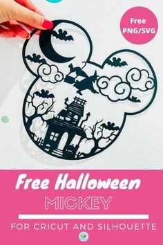 mickey mouse cut out with the text free halloween mickey for cricut and silhouettes