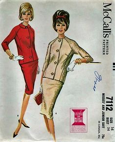 an old fashion sewing pattern for a woman's dress and jacket