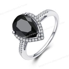 ★Metal:Solid 14K White Gold Stamped:14K/585 Total Gram Weight:Approx2.9g Ring Size:6.5(US) M(UK) Setting:Pave,Prong Setting  Width Top:12.4mm Width Bottom:1.1mm ★Center Stone:100% Genuine Black Spinel Clarity:Flawless Shape:Pear  Size:10x7mm Carat Weight:3ct ★Side Stones:100% Genuine Natural Diamonds Color:H Clarity:SI-SI3 Shape:Round Single Cut Total Carat Weight:0.2ct SKU:JYFJ000899 Thank you for visiting our store.we offer excellent prices on high quality jewelry! ★Metal:Solid 14K White Gold Stamped:14K/585 Total Gram Weight:Approx2.9g Ring Size:6.5(US) M(UK) Setting:Pave,Prong Setting  Width Top:12.4mm Width Bottom:1.1mm ★Center Stone:100% Genuine Black Spinel Clarity:Flawless Shape:Pear  Size:10x7mm Carat Weight:3ct ★Side Stones:100% Genuine Natural Diamonds Color:H Clarity:SI-SI3 Sha Jewelry Metal, Black Spinel, White Gold Ring, Solid Metal, Black Rings, High Quality Jewelry, White Gold Rings, Anniversary Rings, Quality Jewelry