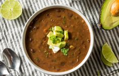 Black Bean Soup Recip Low Fat Soups, Acorn Squash Soup, Black Bean Soup Recipe, Vegan Sour Cream, Bean Soup Recipes, Black Bean Soup, Vegan Beans, Acorn Squash, Squash Soup