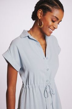 Rent Flounced Midi Shirtdress from Nuuly. Pick 6 items for $98/month. Free shipping + returns. Spring Chic Shirt Dress With Rolled Sleeves, Chic Spring Shirt Dress With Rolled Sleeves, Chic Collared Shirt Dress For Daytime, Casual Collared Workwear Dress, Collared Neckline Relaxed Fit Dress For Work, Relaxed Fit Dress With Collared Neckline For Work, Chic Relaxed Fit Shirt Dress With Collared Neckline, Relaxed Fit Collared Dress For Work, Chic Daytime Collared Dresses