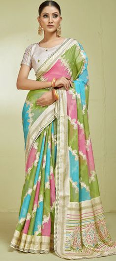 Multicolor color Saree in Brasso fabric with Weaving work Multicolor Georgette Traditional Wear For Reception, Multicolor Georgette Dupatta For Reception, Bollywood Style Multicolor Wedding Blouse Piece, Multicolor Blouse Piece With Resham Embroidery For Reception, Wedding Blouse Piece With Pallu In Multicolor, Wedding Multicolor Blouse Piece With Pallu, Green Saree With Motifs For Reception, Festive Multicolor Blouse Piece For Wedding, Elegant Multicolor Self Design Blouse Piece