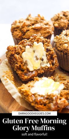 gluten free morning glory muffins with butter on top