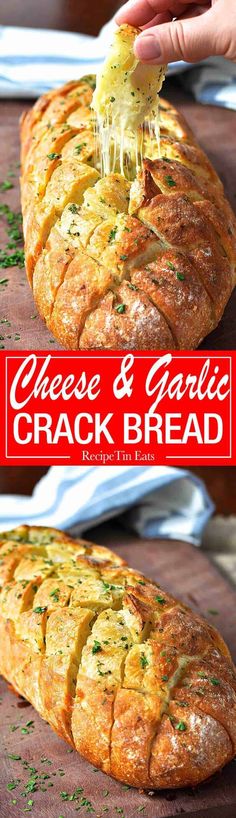 the bread has cheese and garlic on it