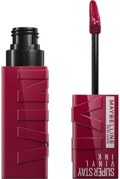 Try Maybelline's Super Stay Vinyl Ink Liquid Lipstick. This long-wear liquid lipstick is smudge-proof & transfer-proof for bold lip color with instant shine. Wine Red Lipstick, Maybelline Super Stay Vinyl Ink, Fall Lipstick Colors, Burgundy Lipstick, Fall Lipstick, Berry Lipstick, Lip Trends, Bold Lip Color, Long Wear Lipstick