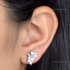 Complete your look for a glamorous evening in this gorgeous White Gold Earrings studded with Diamond. This will go well with all of your dresses and are attention seeking. ✧✧Welcome To Our Shop Spectrum Jewels India✧✧ ""Natural Diamond Floral Earrings| 18k White Gold Engagement Earrings| Women Dainty Stud Earrings| Designer Earrings for Cocktail "" ★PRODUCT SPECIFICATION★ * ITEM CODE - SEE-16909 (STE-1046) * EARRING LENGTH - 14 Millimeters Approx * EARRING WIDTH - 10 Millimeters Approx * METAL - Elegant Marquise Cluster Earrings, White Diamond Earrings With Prong Setting For Evening, Elegant Marquise Earrings For Anniversary, White Fine Jewelry Cluster Earrings For Evening, White Diamond Cluster Earrings For Evening, Sparkling Cluster Earrings For Formal Occasions, White Glamorous Earrings For Anniversary, White Diamond Earrings With Prong Setting For Party, Elegant Marquise Bridal Earrings For Pierced Ears