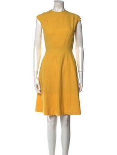 Pauline Trigere A-Line DressVintageFrom the 1970's CollectionYellowShort Sleeve with Crew NeckConcealed Zip Closure at BackSize not listed, estimated from measurements.Fit:Dresses by Pauline Trigere typically fit true to size. Yellow Fitted Knee-length Mini Dress, Fitted Yellow Knee-length Mini Dress, Yellow Knee-length Mini Dress, Fitted Vintage Mustard Dress, Fitted Retro Yellow Dresses, Yellow Fitted Retro Dress, Yellow Short Sleeve Vintage Mini Dress, Yellow Retro Fitted Dress, Vintage Yellow A-line Dress