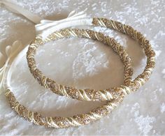 Greek Stefana Set, Glamorous Gold, Orthodox Wedding Crowns, Greek Wedding Stefana, Stephana Greek Gold Leaf Crown, Greek Orthodox Stefana, Greek Wedding Crowns Stefana, Marina Gold Wedding Crown, Greek Orthodox Wedding Candles, Orthodox Wedding, Wedding Notes, Personalized Ribbon, Rhinestone Trim