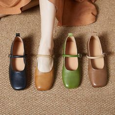 Comfortable, One of Kind. Flats online shop,|Cowhide/Calf|Rubber|Flat|Square Toe|Buckle Strap|Female|Pigskin|1.5cm|Coffee|Camel|35|36|37|38|39|Spring/Fall Classic Fashion Looks, Leather Mary Jane Flats, Feminine Shoes, Flat Pumps, Comfy Flats, Flats Online, Embellished Jeans, Wide Shoes, Comfortable Flats