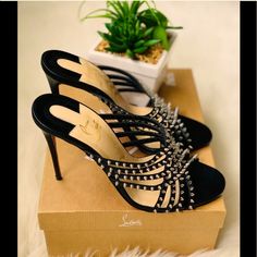 (Brand New) Christian Louboutin Spiked Mules In Black. Size 40 Comes With Box, Dustbag & Extra Spikes All In Perfect Condition. Shoe Runs Small (Fits 8 1/2 In Women) Christian Louboutin Kate 100, Christian Louboutin Kate, Christian Louboutin Iriza, Black Peep Toe Heels, Ostrich Legs, Christian Louboutin Pigalle, Mesh Heels, Christian Louboutin So Kate, Louboutin Heels