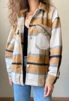 Vintage Pockets Oversized Plaid Shacket – AnotherChill Pockets Fashion, Zippered Cardigan, Winter Chic, Plaid Tie, Casual Vest, Plaid Fashion, Plaid Jacket, Long Sleeves Jacket, Cardigan Coat