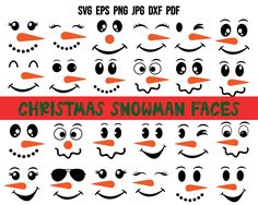 christmas snowman faces with different expressions and facial expressions to make it look like they are smiling