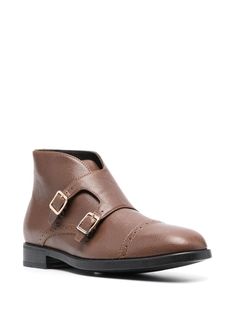 TOM FORD double-buckle Monk Shoes - Farfetch Leather Monk Strap Shoes With Flat Heel, Classic Brown Monk Strap Shoes With Textured Sole, Business Brown Boots With Buckle Closure, Brown Business Boots With Buckle Closure, Flat Heel Leather Shoes With Buckle Closure For Business, Brown Monk Strap Shoes With Textured Sole For Business, Business Leather Shoes With Buckle Closure And Flat Heel, Business Monk Strap Shoes With Flat Heel, Monk Strap Shoes With Buckle Closure For Business