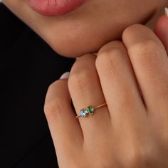 We're offering 40% off with code BYEBYESUMMER to celebrate our new opening and say goodbye to summer. Valid until August 31st! This dual birthstone ring is perfect for sensitive skin as it's hypoallergenic. Choose from white gold, yellow gold, or rose gold. You can also customize it with the birthstones of your choice. This lightweight, minimalist ring is adjustable for a perfect fit and offers a versatile look. Crafted from 14k solid gold, it's built to resist tarnishing and fading, so you can Dainty Baguette Cut Birthstone Rings, Emerald Multi-stone Birthstone Ring Gift, Emerald Cut Multi-stone Birthstone Ring Gift, Baguette Cut Emerald Ring For Promise Occasion, Yellow Gold Birthstone Ring With Baguette Cut, Yellow Gold Baguette Cut Birthstone Ring Gift, Dual Birthstone Ring, Mothers Ring, Ring Baguette