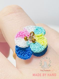 Lovingly handcrafted, these 3D micro-crocheted Whimsical Blue Orchid Rings are made from premium cotton yarn. Each ring measures approximately 3 cm in Width.    These rings are the perfect gift for someone special or just as a treat for yourself.  Enjoy free delivery across Australia!  Feel free to ask any questions you might have. Handmade Multicolor Crafts For Gift Making, Whimsical Multicolor Crafts For Gifts, Crochet Yarn Crafts As Gifts, Crochet Yarn Crafts For Gifts, Handmade Cute Yarn Crafts, Cute Handmade Yarn Crafts, Cute Crochet Crafts With Yarn, Cute Multicolor Crafts For Gifts, Crochet Crafts With Yarn