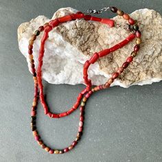 Vintage Beads in Excellent Condition. Restrung to make a lovely necklace with a Stainless Steel Lobster Clasp. Wear it or tear it apart for the Beads! Red Coral Branch Necklace is 18"long Multi Red Coral is 24"long. COUPON: BUY $60.00 OF BEADS AND/OR VINTAGE JEWELRY AND GET 10%OFF! COUPON CODE: BEADS10 Spiritual Red Necklace With Natural Stones, Bohemian Double Strand Beaded Necklaces With Gemstones, Southwestern Multi-strand Beads For Gift, Bohemian Double Strand Gemstone Beaded Necklaces, Bohemian Double Strand Gemstone Beaded Necklace, Handmade Southwestern Beaded Necklaces As Gift, Handmade Southwestern Beaded Necklaces For Gifts, Handmade Southwestern Orange Necklace, Handmade Orange Southwestern Necklace