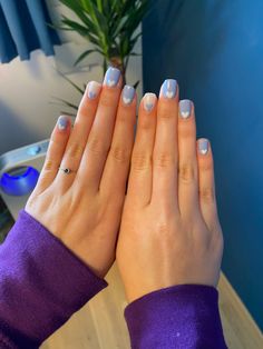 Short Cinderella Nails, Blue Heart Nails Short, Gel Nails Ideas Short Blue, Nails For Baby Boy Arrival, Cute Baby Blue Nails Short, Babyblue Nails Design, Pretty Blue Nails Short, Short Gel Nails Blue, Baby Boy Nails Designs