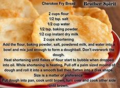 a recipe for homemade flaky bread on a plate with instructions to make it