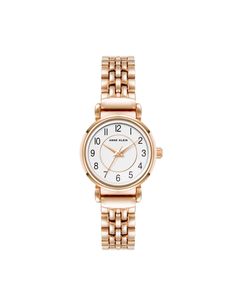 Anne Klein Rose Gold-Tone Numbered Dial Bracelet Watch Classic Round Adjustable Watch Accessories, Classic Round Everyday Watch Accessories, Classic Everyday Round Watch Accessories, Adjustable Rose Gold Watch Accessories, Classic Watch Accessories With Metal Dial In Rose Gold, Classic Rose Gold Watch With Metal Dial, Classic Rose Gold Watch Accessories With Metal Dial, Timeless Adjustable Watch Accessories, Timeless Rose Gold Jewelry And Watches With Round Dial