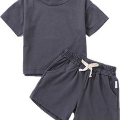 Summer 2pcs Kids Clothes Sets Children Sports Style Tracksuits T-Shirts And Shorts Boy And Girl Outfits Suits. Nwt Dark Gray. 100cm 2-3t Casual Solid Color Playtime Set, Gray Playwear Sets For Summer, Casual Gray Playtime Sets, Summer Two Piece, Cotton Outfit, Sports Style, Grey Outfit, Boy And Girl, Pajama Shirt