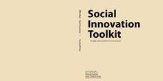 a book cover with the title social innovation tool kit written in black on top of it