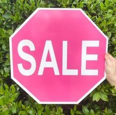 red sale stop sign with white letters retail display Custom Business Signs, Sale Sign, Retail Display, Business Signs, Make Your, Boutique, Signs, Pink, Design