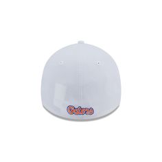 The Florida Gators Chrome 39THIRTY Stretch Fit Cap features an embroidered Gators logo at the front panels with a matching team wordmark at the rear and a white undervisor. White Visor Hat For Game Day, Throwback White Hat For Streetwear, White Snapback Hat For Fan Gear, White Casual Sports Fitted Hat, White Casual Fitted Hat For Sports, White Sports Fan Baseball Cap For Game Day, White Baseball Cap For Game Day, White Collegiate Snapback Hat, White Snapback Fitted Hat For Game Day