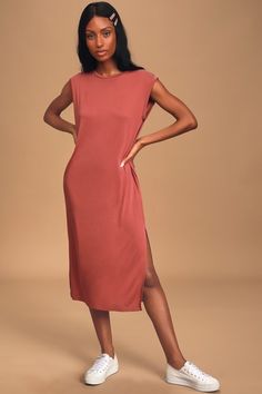 Dresses for Women | Best Women's Dresses Online Casual Midi Dress With Side Slits For Day Out, Casual Midi-length Dresses With Side Slits, Casual Stretch Longline Dresses, Casual Dress With Side Slits For Day Out, Casual Dresses With Side Slits For Day Out, Spring Longline Midi Dress For Night Out, Casual Longline Stretch Dresses, Spring Longline Midi Dress For Date Night, Spring Sleeveless Knee-length Dress With Side Slits