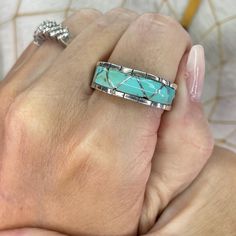 1/2 Price! ZUNI Native American Kingman Turquoise Sterling Silver Ring! Size 12! Beautiful Kingman Turquoise Inlay Handmade Zuni Ring!! Great band ring for men or women.  Pair this ring with Navajo Pearls and your other Native American jewelry.   Authentic Handmade ZUNI Ring.  Please review all pictures and video before purchase to see details and measurements. Handmade by Zuni artist:  Phyllis Beyuka Retail Price:  $200.00 Our Price:  $100.00 Shipping:  FREE IMPORTANT NOTE:  See the photos to v Turquoise Inlay Jewelry As Gift, Turquoise Inlay Rings As A Gift, Native American Men, Navajo Pearls, Wallpaper Earth, Turquoise Jewelry Native American, Horse Jewelry, Native American Turquoise, Jewelry Show