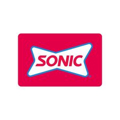 the logo for sonic is shown in red and blue, with a white bone on it