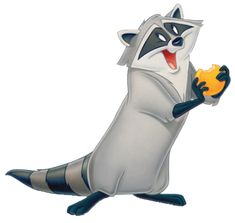 a cartoon raccoon holding a yellow object