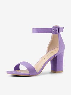 Shop Allegra K for faux suede high chunky heel buckle ankle strap sandals you are looking for, get more women's chunky heel for yourelf. Order now! Free Returns! Hoco Heels, Purple Sandals, Ankle Strap Chunky Heels, Back To School Shoes, Purple Heels, Womens Chunky Heels, Chunky High Heels, Kitten Heel Pumps, Chunky Heels Sandals