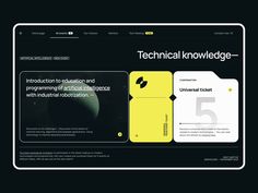 the website for technical knowledge is displayed in black and yellow