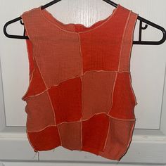 Nwt Orange Crop Top Super Cute Crop Tank From Nectar Clothing Size M Spring Sleeveless Patchwork Crop Top, Casual Sleeveless Color Block Crop Top, Summer Orange Patchwork Tops, Trendy Sleeveless Patchwork Tops, Casual Patchwork Crop Top, Fitted Orange Patchwork Top, Pink Lace Crop Top, Cropped Workout Top, Athletic Crop Top