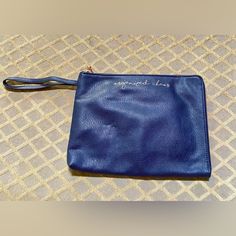 Super Nice Wristlet - Great For Any Student Feels & Looks Like Soft Supple Leather, But Is Not. Navy With Gold Tone Accents Loves That It Opens So Wide Blue Wristlet With Zipper Pouch For Daily Use, Blue Zipper Pouch Wristlet, Blue Pouch Clutch With Zipper Closure, Everyday Blue Pouch Wristlet, Blue Clutch With Zipper Pouch, Blue Bags With Wrist Strap For Daily Use, Blue Wristlet With Zipper Pouch For Travel, Blue Clutch Wristlet For Travel, Trendy Blue Everyday Wristlet