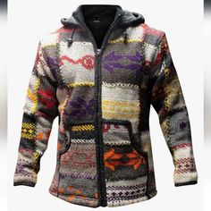 **New** $94.99 Shopaholic Fashion Men's Patchwork Designed High Neck Hippie Boho Mens Winter Jacket! - Size: Medium - Color: Multicolor - Fleece-Lined - High Neck - Heavyweight - 2 Front Pockets, 1 Interior Pocket - Has It's Own Unique Patchwork Design - 100% Wool Outer - P2p = 22", Length = 26" Feel Free To Message Me With Any Questions! Bundle Up And Save Check Out My Closet For More Items! Hippie Jacket, European Men, Festival Jacket, Zippered Sweater, Winter Jacket Men, Boho Vintage, Sweaters Online, Fashion Mens, Jackets Online