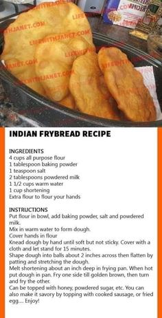 Indian Fried Bread, Yummy Pies, Fry Bread, Bread Recipes Sweet, Easy Bread Recipes