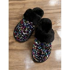 Category:Slippers; Upper Materials:Faux Fur,Cloth; Embellishment:Sequin; Season:Fall,Winter; Heel Type:Flat Heel; Gender:Women's; Toe Shape:Round Toe; Type:Fleece Lined; Style:Minimalism,Casual; Outsole Materials:TPR; Occasion:Daily,Home; Closure Type:Loafer; Listing Date:11/20/2024; Production mode:External procurement; 2024 Trends:Fuzzy Slippers Fluffy Slippers,House Slippers,Warm Slippers; Size chart date source:Provided by Supplier. Slippers Fluffy, Sequin Flats, Fluffy Slippers, Fuzzy Slippers, Warm Slippers, Women's Slippers, House Slippers, Black Sequins, Womens Slippers