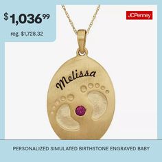 Pendant Size: 25x17mmPersonalization: Select 1 birthstone, with engraving of up to 10 characters.Choose one birthstone. Use the letter key below to represent the months. Selection must be made using capitalized letters:A=JanuaryB=FebruaryC=MarchD=AprilE=MayF=JuneG=JulyH=AugustI=SeptemberJ=OctoberK=NovemberL=DecemberGemstones may be treated and may require special care.Jewelry photos are enlarged to show detail.Features: Personalized, Family Jewelry, Quick ShipLink Construction: SolidStone Cut: … Family Jewelry, Family Jewellery, Personalized Family, Yellow Gold, White Gold, Pendant Necklace, Pendant, 10 Things