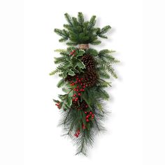 Winter Foliiage and Holly Berry Swag by Park Hill Park Hill Collection, Winter Foliage, Winter Berry, Christmas Swag, Park Hill, Christmas Candle Holders, Tree Garland, Stocking Tree, Holly Berry