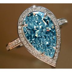 Blue Pear Diamond 4.21 Carats Wedding Ring Gemstone White Gold 14K Female Rings, Natural Blue Diamond, Blue Diamond Engagement Ring, Colored Diamond Jewelry, Gemstone Wedding Rings, Blue Diamond Ring, Sterling Silver Wedding Rings, Gold Rings Fashion, Family Jewels